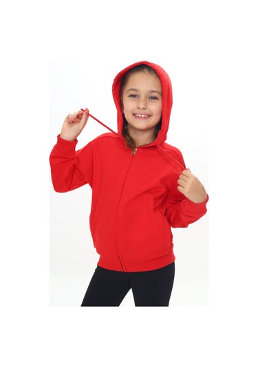 Toontoy Kız Çocuk Kapüşonlu Hırka Kırmızı