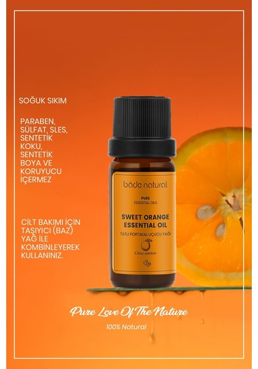 Bade Natural Portakal Uçucu Yağı %100 Saf 10 ML
