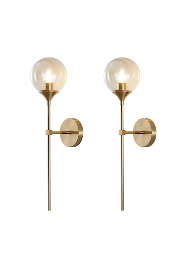 Modern Tasarım Pilli Aplik 1 Adet Kablosuz Tak Çalıştır Duvar Camlı Aplik Eskitme Gold Bal Cam Sarı