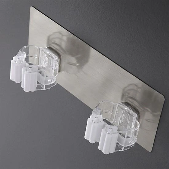 Pratik Organizer 4lü Yapışkanlı Fırça Paspas Mop Fırça Sabitleyici Ergonomik Alet Aparatı Çok Renkli