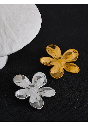 Altın Eetit Toptan Paslanmaz Çelik Çiçek Metal Broş Altın Gümüş Renk Su Geçirmez Gerçek Altın Kaplama Moda Takı Kadınlar İçin Altın