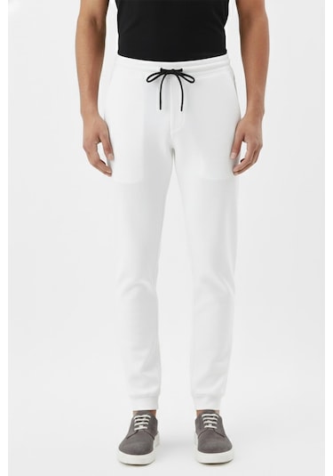 Sabri Özel Giotelli Ekru Normal Kesim Regular Fit Pamuklu Örme Jogger Pantolon