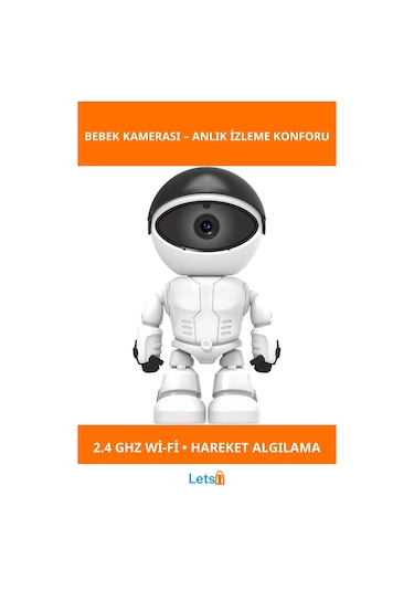 Robot Görünümlü Wi Fi Bebek Kamerası 355 Hareketli Gece Görüşlü