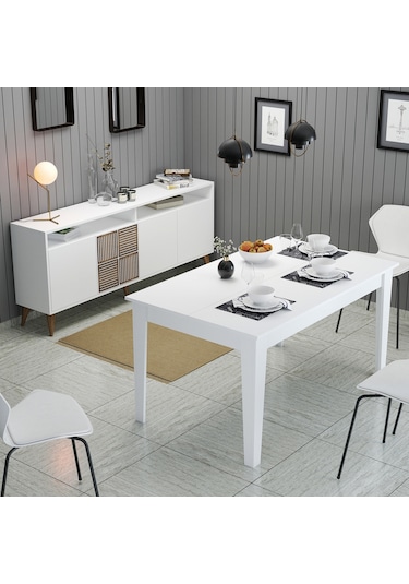 Milan Yemek Odası Takımı - Beyaz / Beyaz