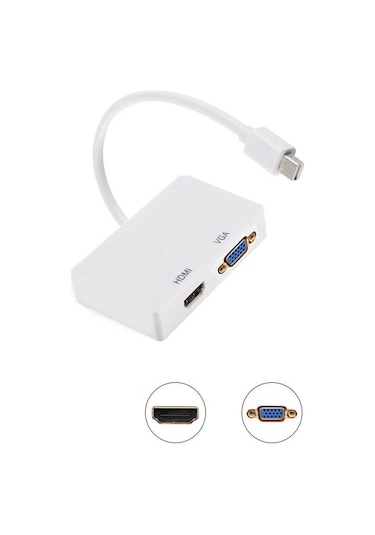 Minidisplayport to Hdmi Vga Çevirici Thunderbolt 1080P Apple Uyumlu MacBook