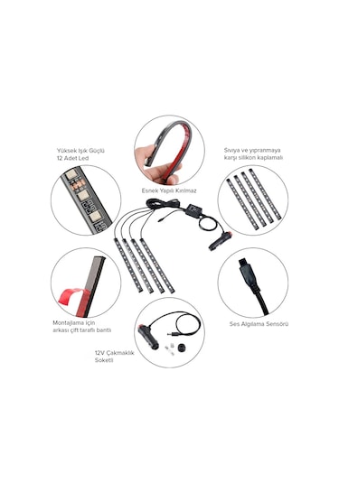 Alfa Romeo Giulietta Uyumlu 12 Ledli Ayak Altı Sese Duyarlı Led