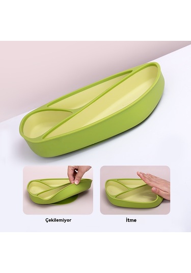 Jianfan Vakum Tabanlı Silikon Mama Tabağı Ve Kasesi Bebek Beslenme Seti Mavi Tek Tabak Mavi