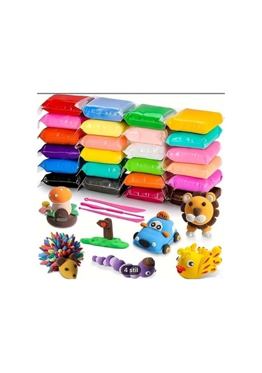 Kil Oyun Hamuru Zıplayan Karışık Renkli 12 Adet 115 Gr Hava İle Kuruyan Air Dry Clay Modelleme Kili