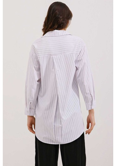 Gabria Tek Cep Arkası Uzun Gömlek Beyaz