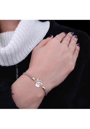 Archin Ü Harfine Özel 14 Ayar Altın Plakalı Mevlana Figürlü Kahverengi Örgülü Hediye Bileklik-335harf Altın