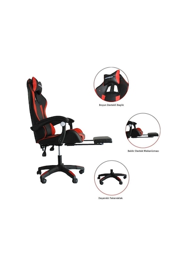 Fashcolle Dynamic Masajlı Oyuncu Koltuğu Kırmızı - Siyah