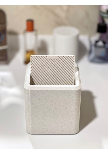 Modern Masaüstü Çöp Kutusu-mutfak-ofis-banyo -açılır Kapanır-mermer Beyaz-12,5x12cm Mermer