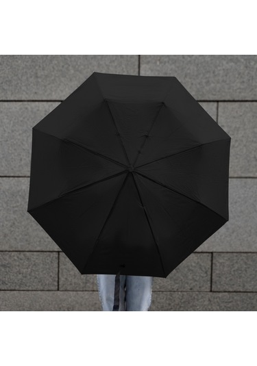 Biggdesign Moods Up Premium Ahşap Saplı Siyah Otomatik Şemsiye, Rüzgara Dayanıklı, Hızlı Kuruyan Çok Renkli