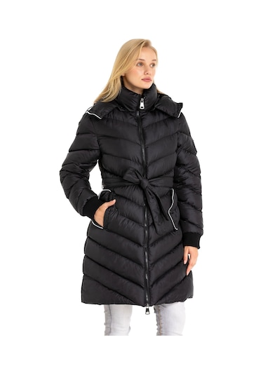 Cipo & Baxx Wm135 Kapşonu Çıkarılabilir Kadın Mont Black