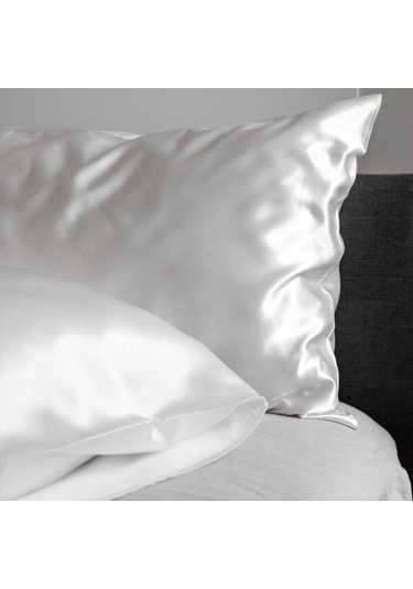 Antibakteriyel Terletmeyen İpek Saten Yastık Kılıfı 2'li 50x70 Beyaz Beyaz