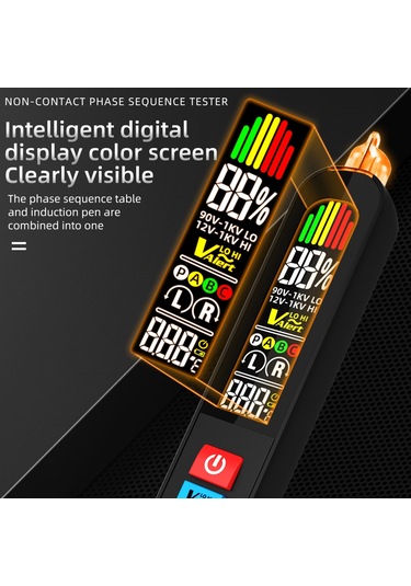 Yaozixa Bsıde Avx1 Sıcaklık Gösteren, Usb Şarjlı, 2'li 1 Faza Sıra Testeri Ve Voltaj Tespit Kalemi - Siyah