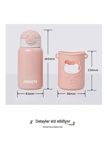 304 Paslanmaz Çelik Çocuk Sevimli Termos Bardağı-mavi