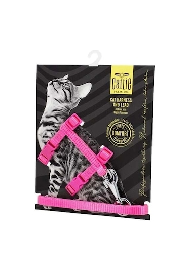 Cattie Kedi Göğüs Ve Gezdirme Tasma Takımı Pembe 1x25-40 Cm