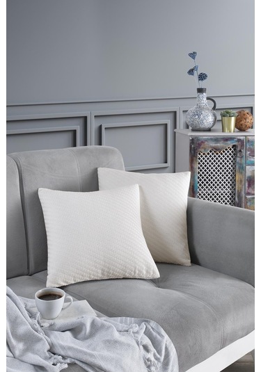 Natural 2'Li Dekoratif Kırlent Kılıfı Yastık Kılıfı %100 Pamuklu