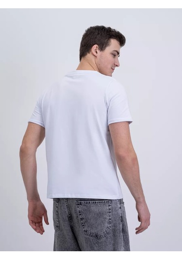 Modalına Beyaz Pamuklu Düz Renkli Basic Tişö 201775924 Beyaz