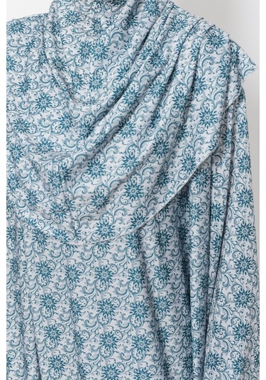 Pratik Tek Parça Güneş Desenli Kollu Tak Çıkar Başörtülü Likralı Tesettür Namaz Elbisesi 990-0302 Açık Zümrüt Antrasit