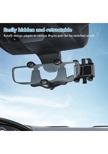 Teltree Araç Gözlük Aynası Telefon Tutucu, 360 Dönebilen Siyah Abs Malzeme