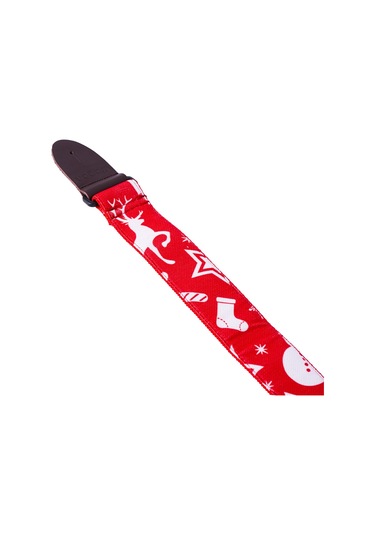 Wagon Straps Yılbaşı Temalı Gitar Askısı - Kırmızı/beyaz