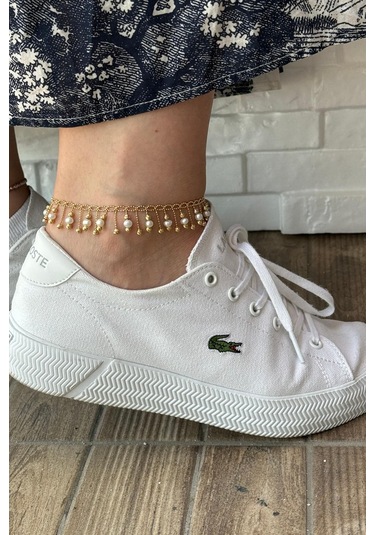 Dorikalı Doğal İnci Sallantılı Kadın Halhal Gold