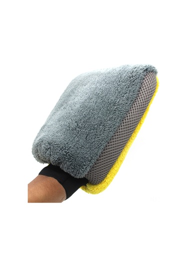 Jeemson Mikrofiber Araba Yıkama Eldiveni, Zımpara Yok Tam Temizlik, Suyu İyi Emici, Kaliteli İşçilik, 2 Adet Sarı-gri Set