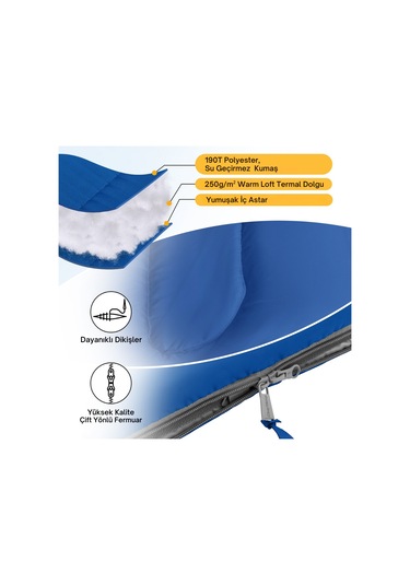 Kingcamp Oasis 250 Ultralight Uyku Tulumu Blue Sol F. Mavi