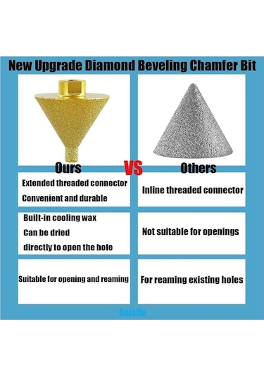 Açılı Öğütücüler İçin Elmas Eğim Pah Biti, Elmas Koni Fayans Biti, Karo Mermer Vb. İçin 38/50mm Bitler Vb.