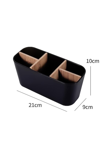 Siyah Bambu Elektrikli Diş Fırçası Tutucu Jilet Makyaj Fırçası Saklama Kutusu Diş Macunu Diş Fırçası Standı Banyo Aksesuarları Siyah