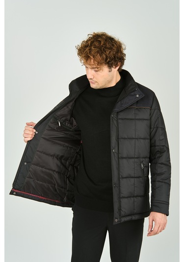 Daynax Erkek Hakim Yaka Çıtçıt Ve Fermuar Kapamalı Uzun Kaban 2500 Siyah Siyah