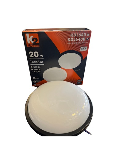 K2 - Kdl640b Merkür Led Aplik 20w Siyah Kasa Beyaz Işık Beyaz