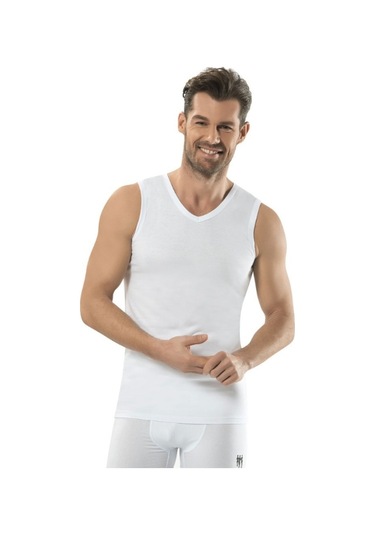 Jiber 123 Erkek Atlet Sıfır Kol V Yaka Fanila 3'Lü Paket