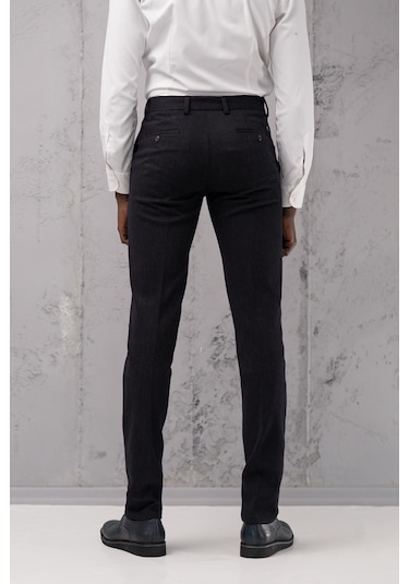 Ecer Regular Fit Düz Kalın Kışlık Gabardin Yan Cepli Pantolon Lacivert
