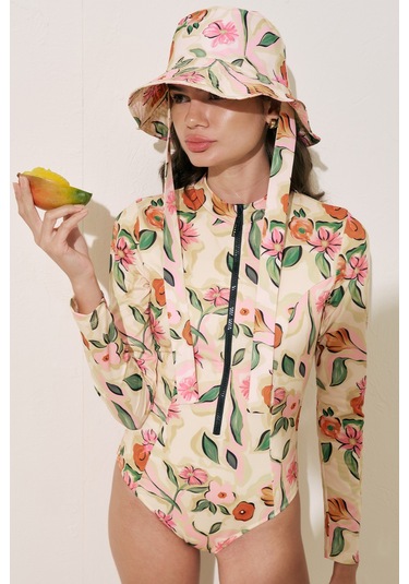 Bağlamalı Bucket Şapka Pure Floral Pure Floral