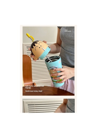 Maoyaya Büyük Kapasiteli Paslanmaz Çelik Termos Fincan - Beyaz Renk Beyaz