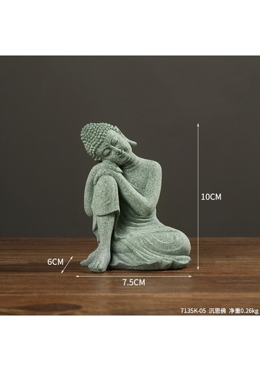 Xindoker Meditatif Buddha Heykeli - Yeşil Taş Çay宠ü, Masaüstü Akvaryum Dekoru, Zen Ev Dekorasyonu, Konforlu Ev Ortamı