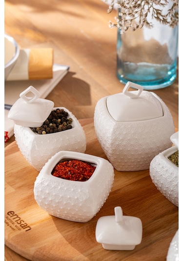 Emsan Flower 5'li Baharat Takımı Beyaz
