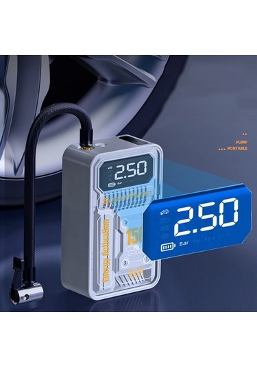 Fortunelane Akıllı Araç Hava Pompası - Hızlı Şarj, Otomatik Baskı, Led Işıklı, Power Bank, 7.4v Taşınabilir