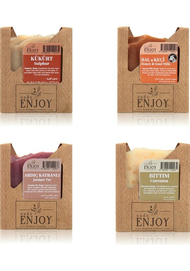 Suds Enjoy Doğal Kükürt Sabun + Bal ve Keçi Sütü Sabun + Ardıç Katranı Sabun + Bıttım Sabun 100 G