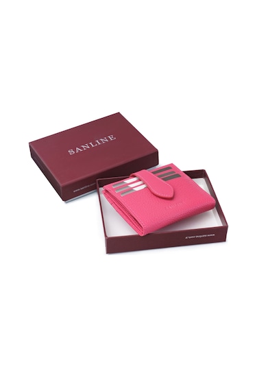 Sanline Sanlıne 800 Hakiki Deri Kartlık Görünümlü Unisex Cüzdan - Fuşya