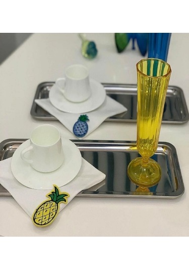 Paslanmaz Çelik Dikdörtgen Model 6 Adet Aksesuarsız Sunum Tepsisi Gümüş