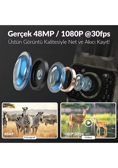 Juo 850ws Güneş Enerjili Fotokapan 48mp Full Hd Wifi Hareket Sensörlü Gece Görüşlü Ip66 Su Geçirmez Kamuflaj
