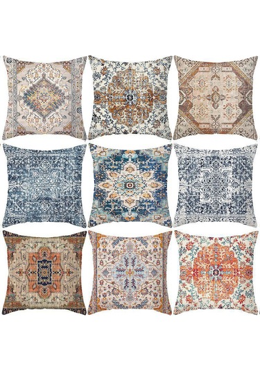 Basit Yastık Kılıfı Yastık Kılıfı Bohem Tarzı Retro Yastık Kılıfı 1 Parça-bnv-5 Çok Renkli
