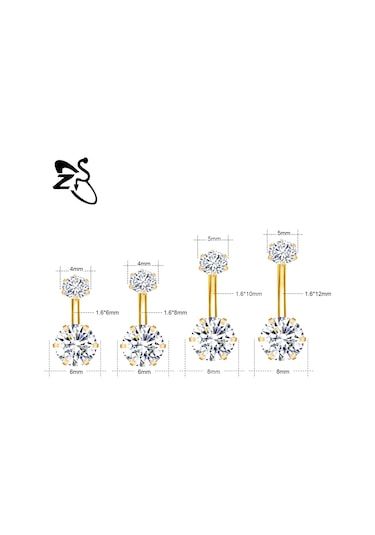 Zs 14g Paslanmaz Çelik Göbek Piercingi 6/8/10/12 Mm Cz Kristal Takı Whıtered Red