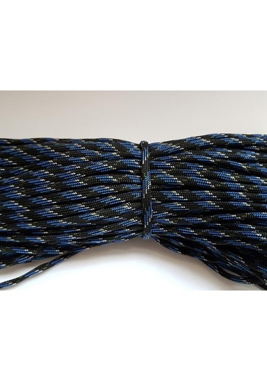 Mg Ropes Paracord İp 4mm Mavi Siyah Desenli No:86 10 Metre Çok Renkli