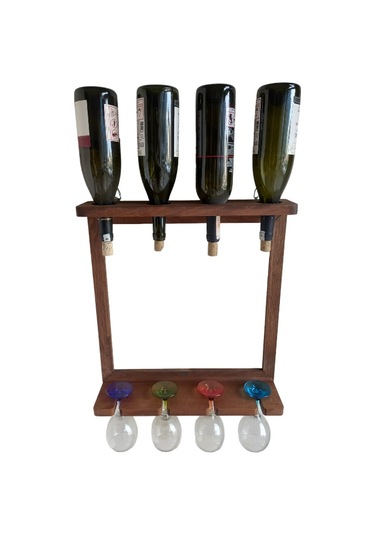 Ahşap Kayın Ağacı Şaraplık Kadehlik Bar Dekoru 44 50 Cm