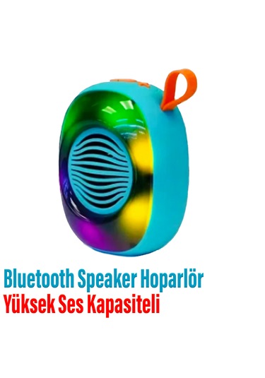 Kablosuz Bluetooth Hoparlör 5w Rgb Led Işıklı Speaker Mavi